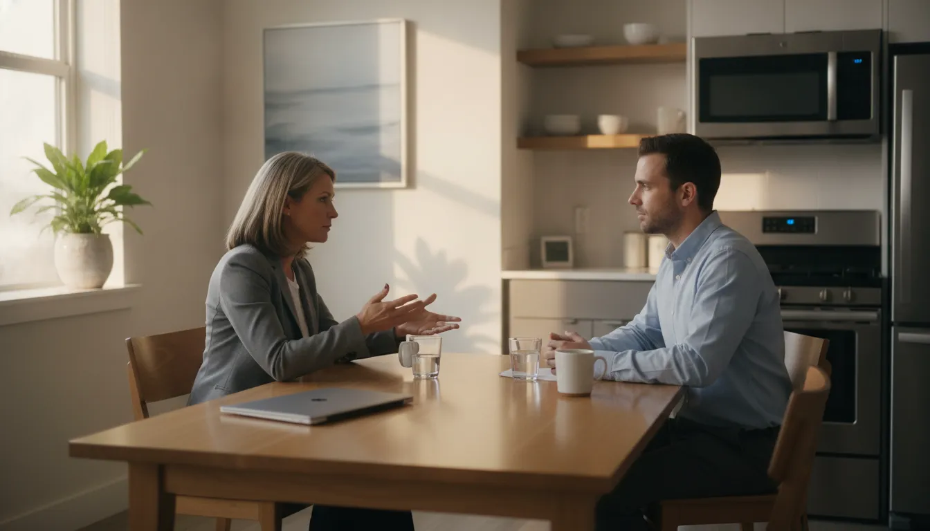 Private landlord and renter discussing a fair screening process