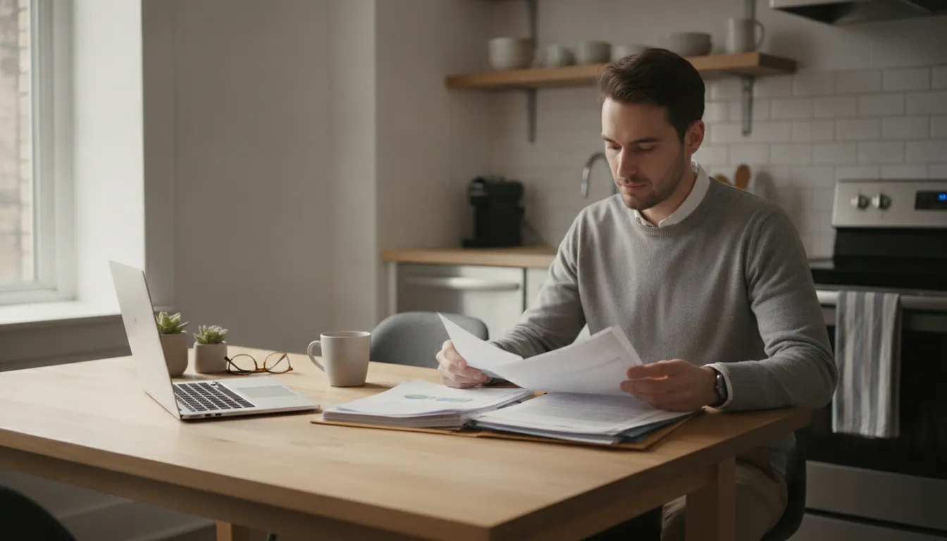Renter preparing personal records before applying for an apartment