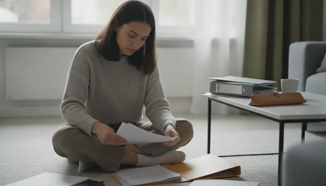 Renter reviewing housing application information before sharing a screening report