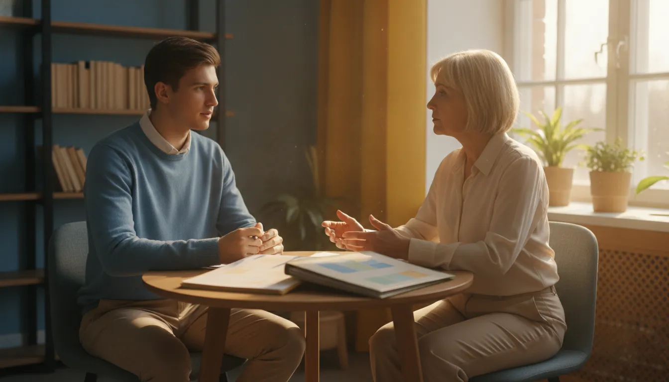 Renter carefully reviewing personal records and paperwork at a table