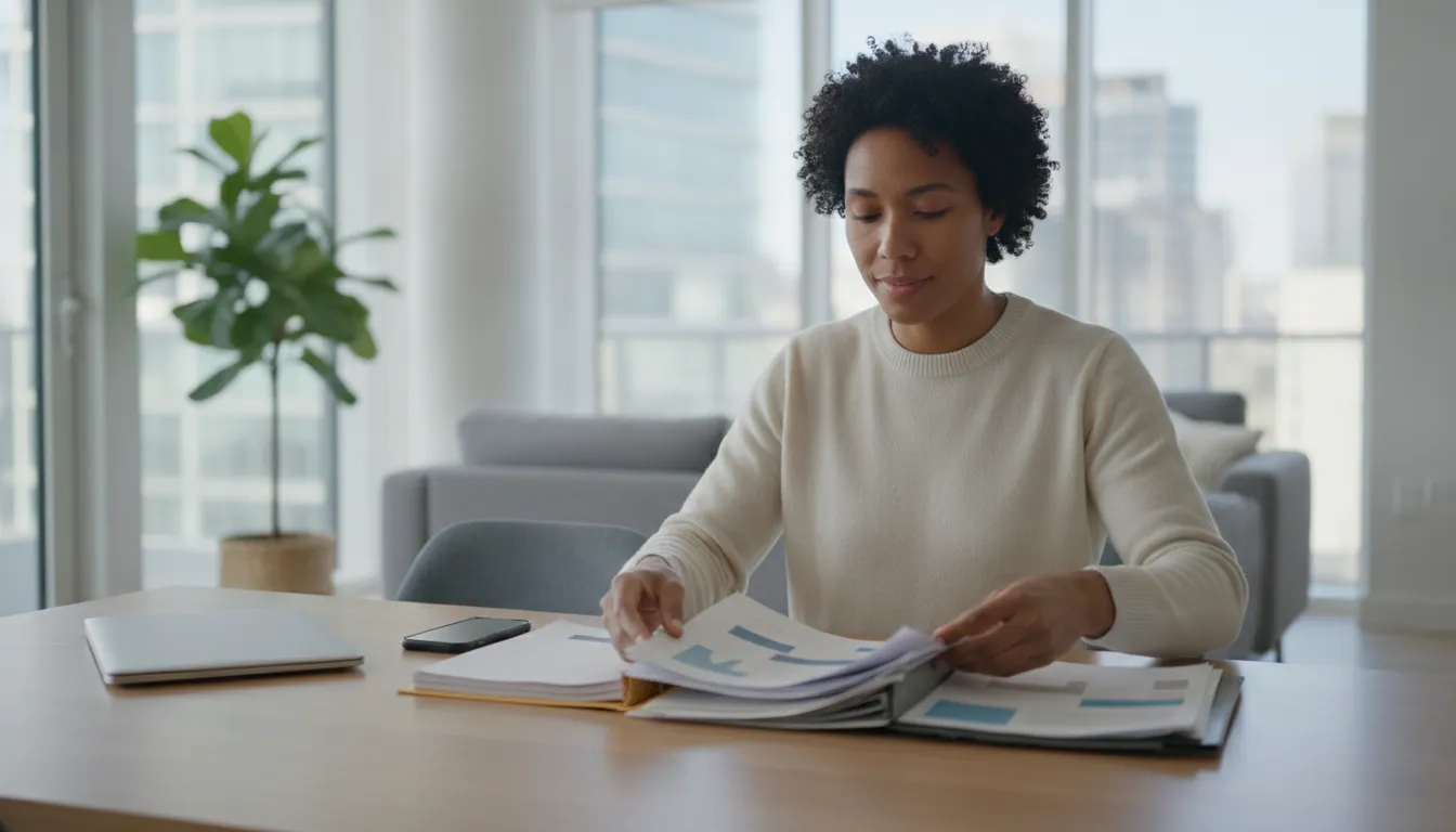 Renter organizing documents for a rental application