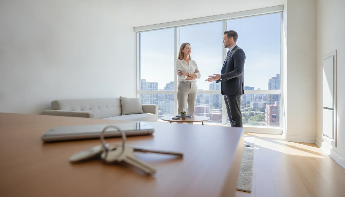 Renter verifying a rental listing with a leasing professional