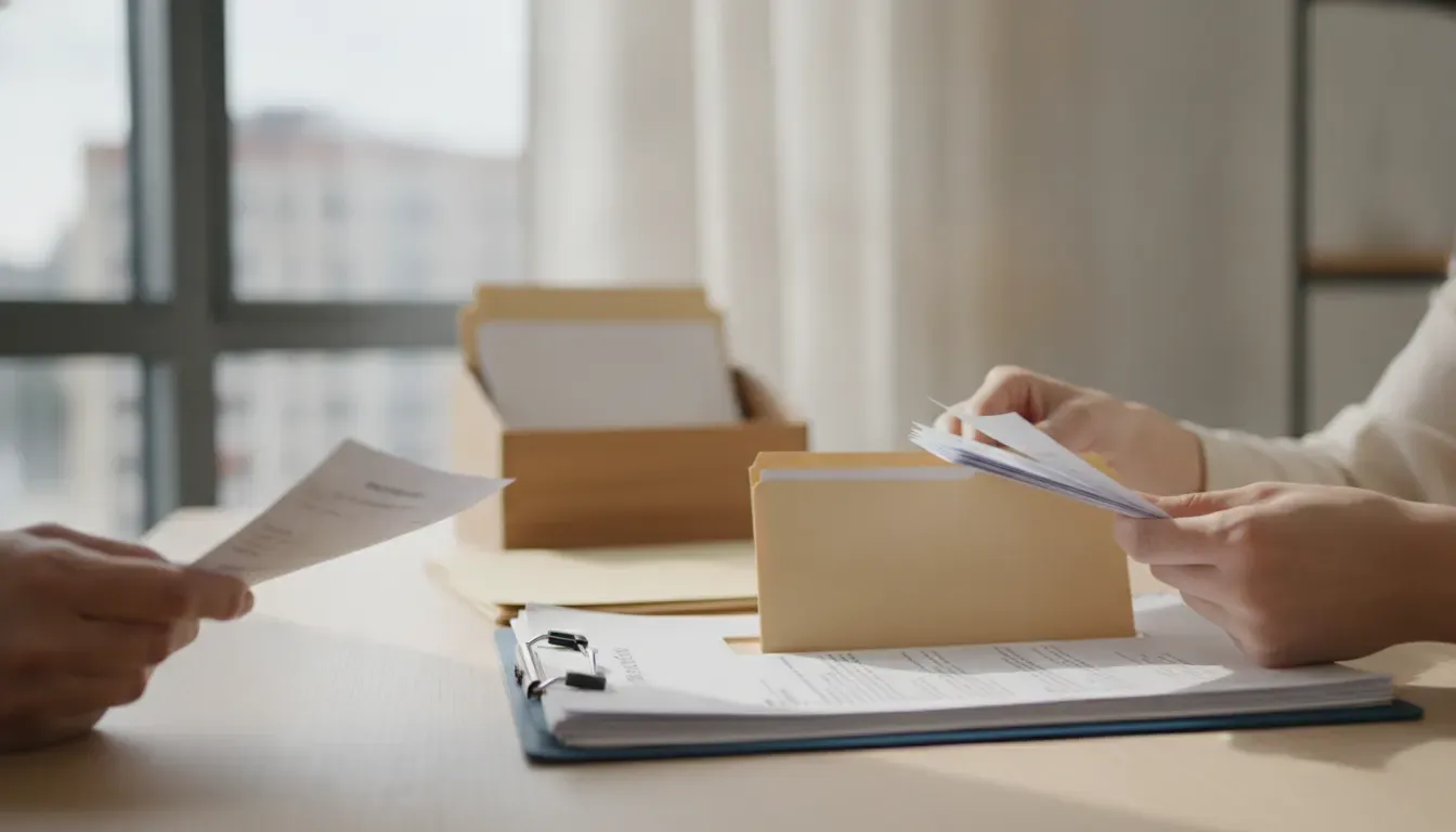 Renter organizing lease and rental payment records