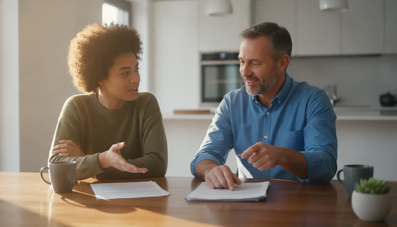 Renter and landlord discussing whether rental application fees are legal
