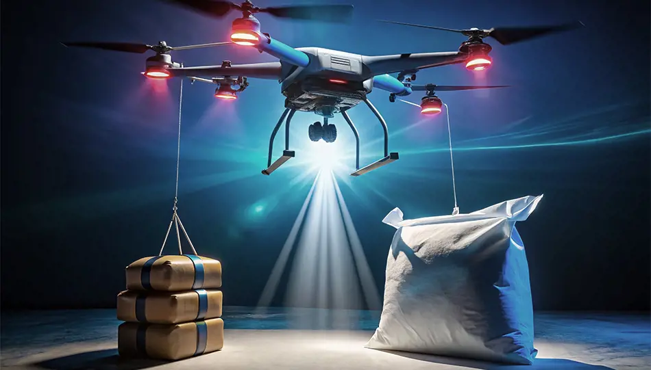 Grey vehicle with mounted EchoShield radars against a black background with grey hexagon pattern