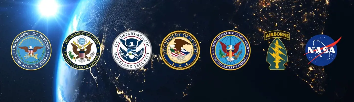 Grey vehicle with mounted EchoShield radars against a black background with grey hexagon pattern