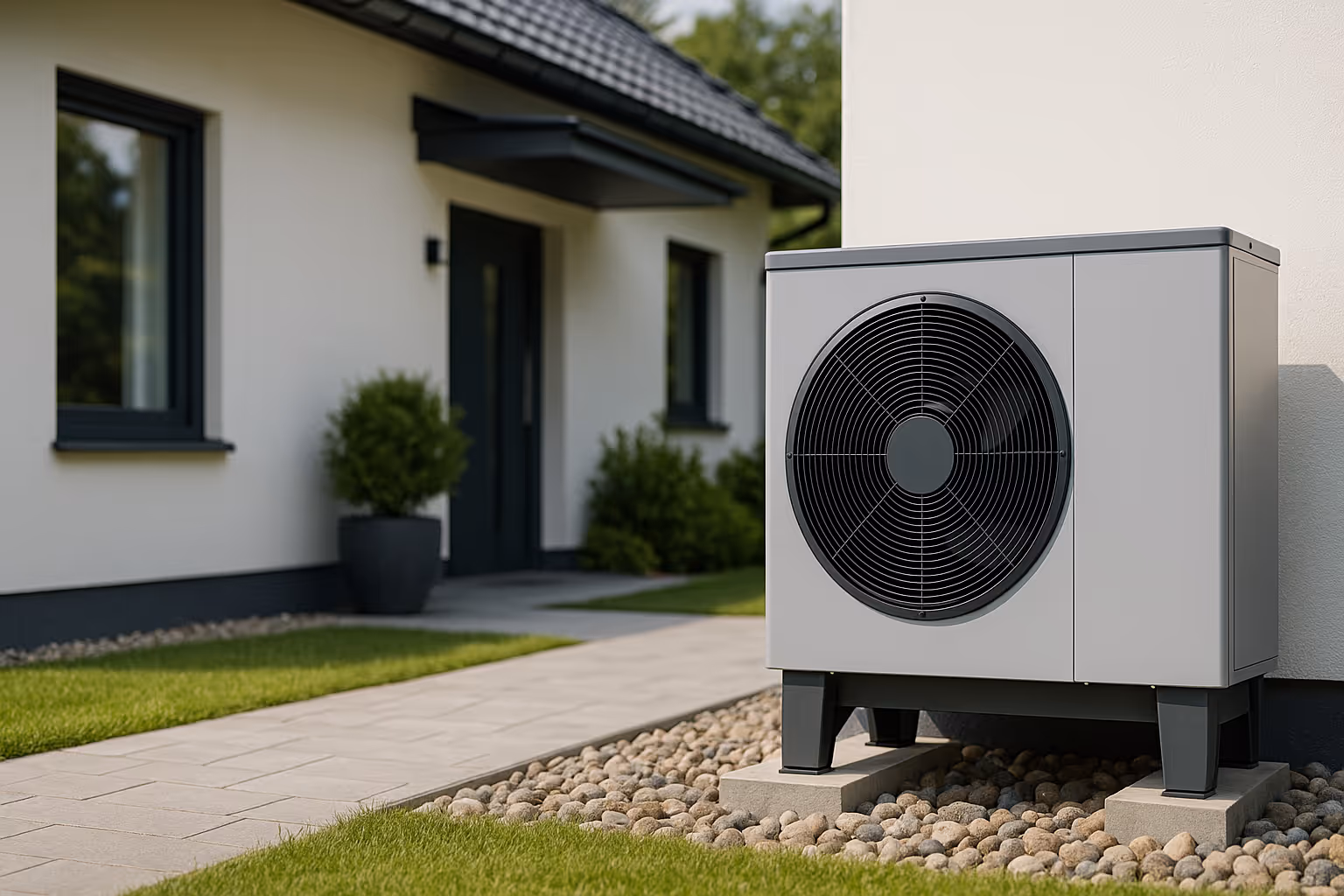 Außeneinheit einer modernen Wärmepumpe