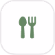 Green fork and spoon icons inside a rounded square with a light gray background.