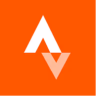 White and semi-transparent orange stylized 'A' and 'V' logo on a solid orange background.