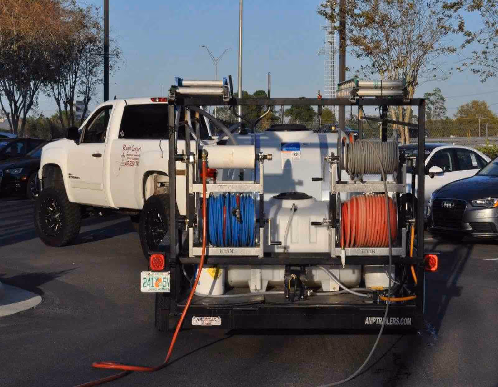 Professional pressure washing Longwood service by Ragin Cajun Soft Wash cleaning concrete patio and walkway