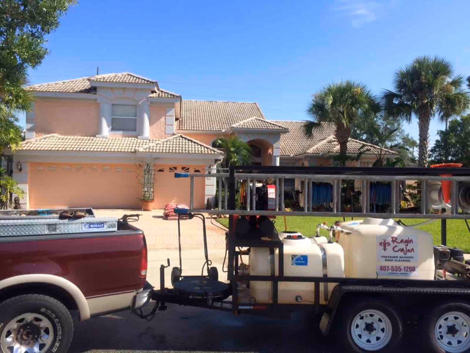 Paver sealing Longwood driveway by Ragin Cajun Soft Wash preventing weed growth and sand erosion