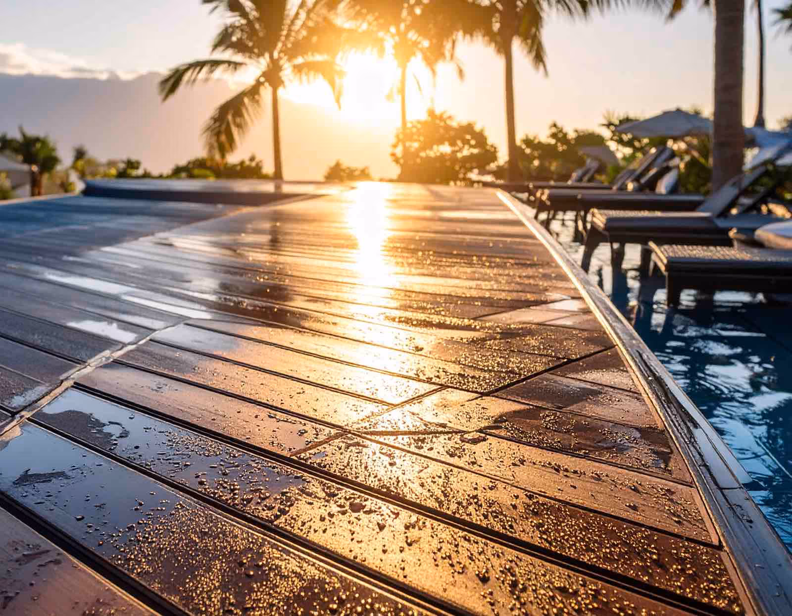Ragin Cajun Soft Wash technician performing pool deck cleaning service on residential backyard patio