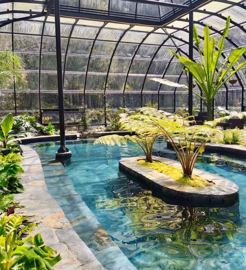 El sorprendente jardín botánico con piscinas termales a sólo 25 minutos de Pucón