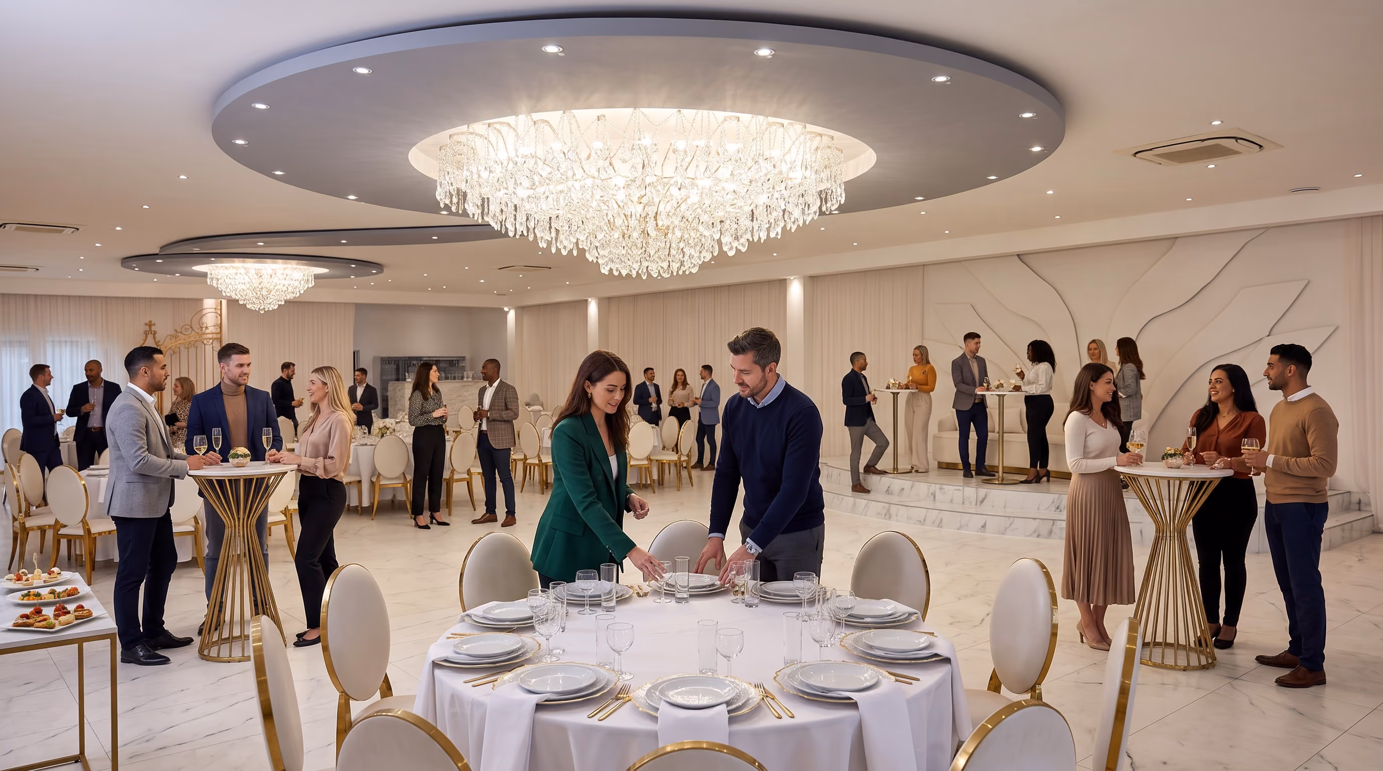 Stijlvol bedrijfsdiner in een feestzaal in Mechelen