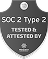 SOC 2 Type 2 certification seal with the text 'Tested by Attested by'.