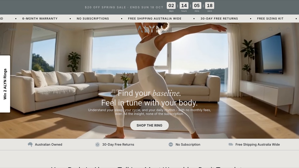 ALYN online store homepage