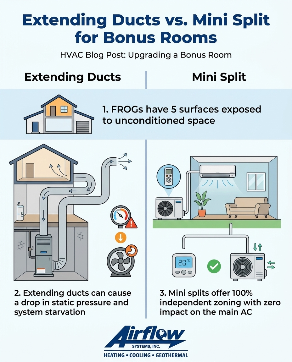 Extending Ducts vs. Mini Split for Bonus Rooms