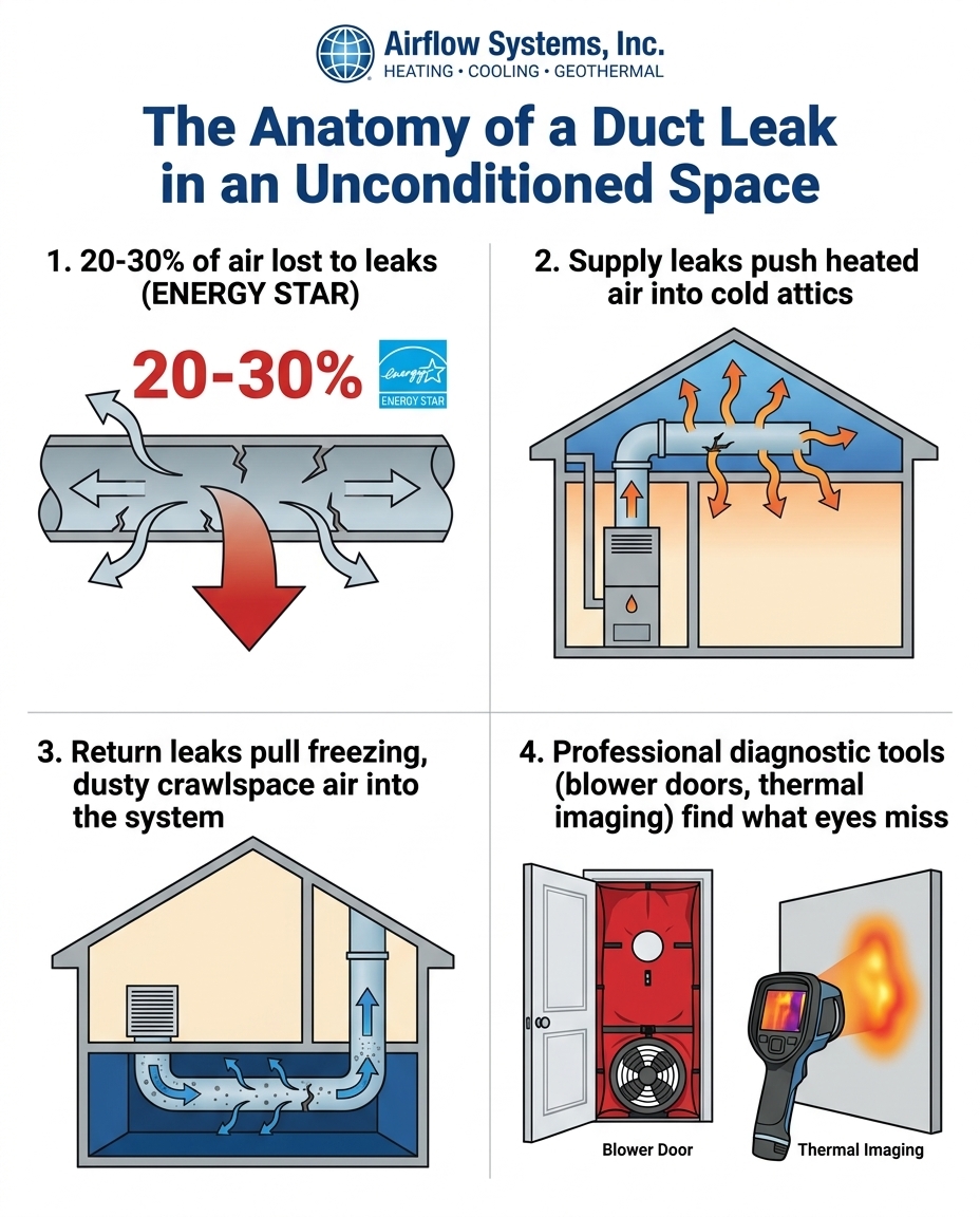 The Anatomy of a Duct Leak in an Unconditioned Space