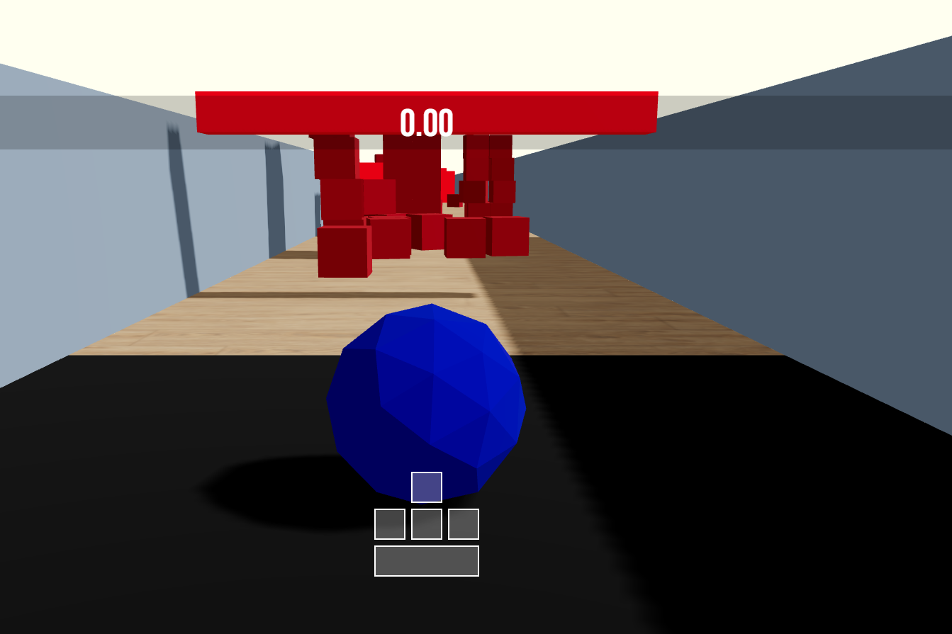 React Three Fiber 3D racing game with wooden corridor