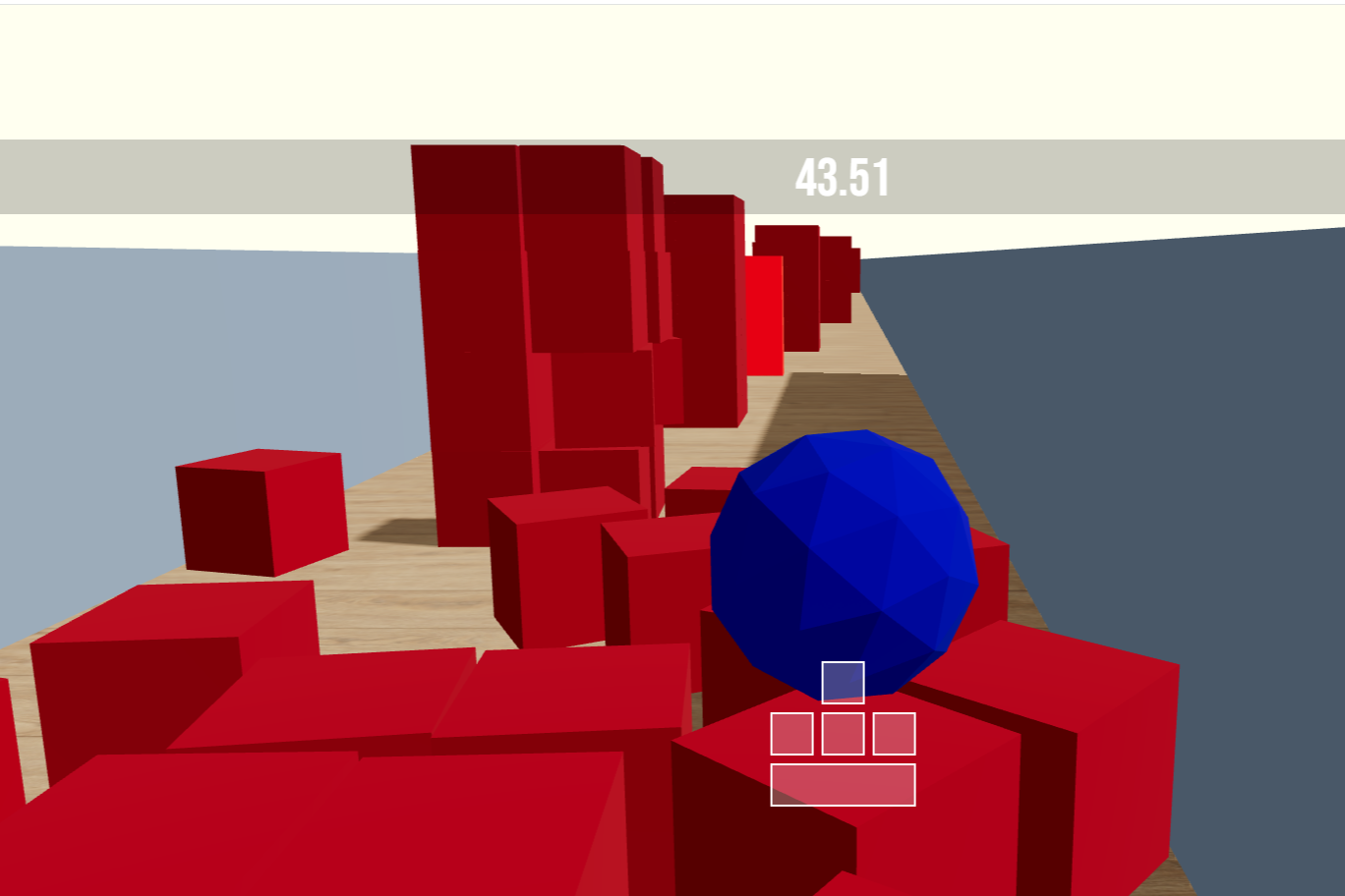 Icosahedron player jumping over spinning obstacle in 3D web game