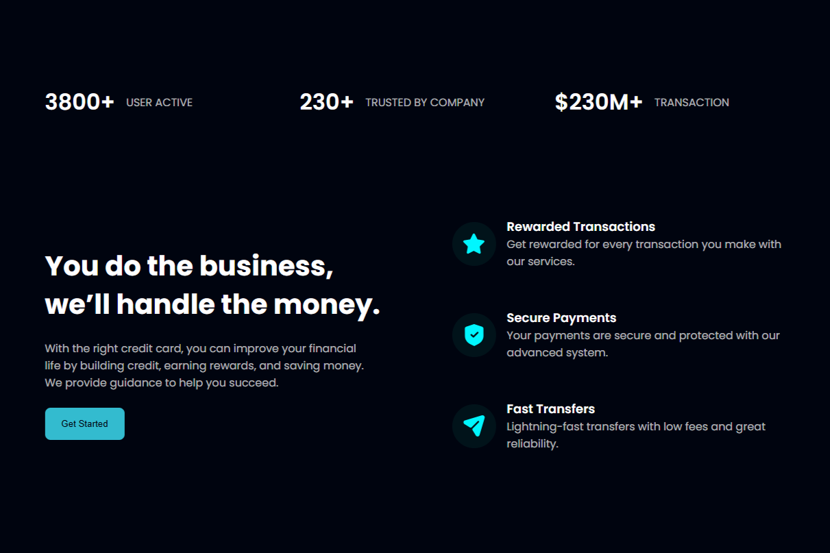 crypto landing page features