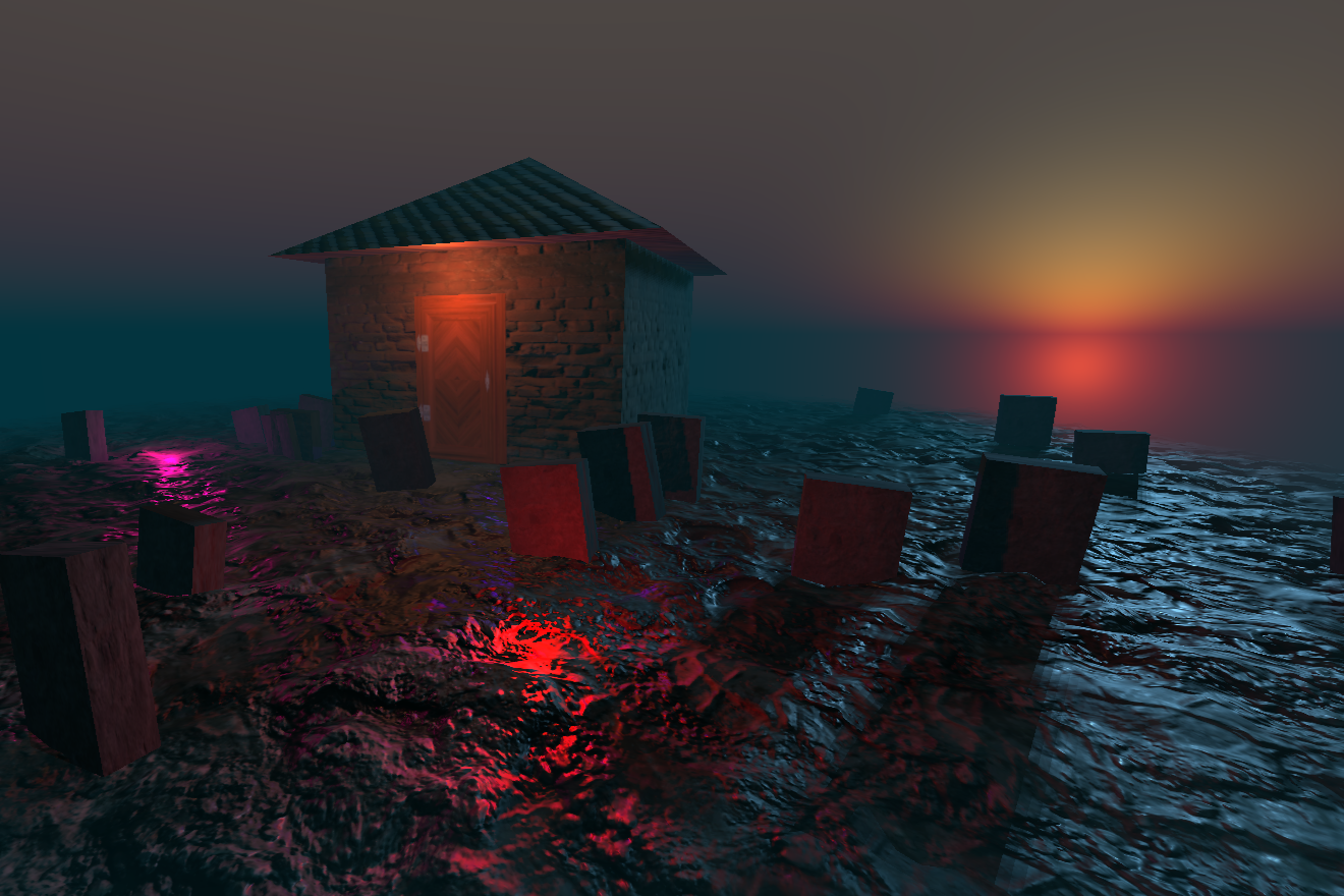 3D abandoned house with gravewiard