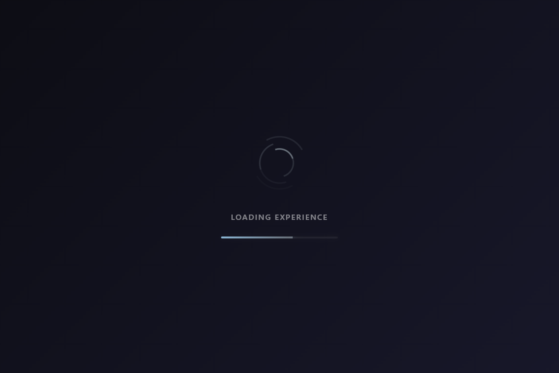 Loading screen with progress bar for 3D animation