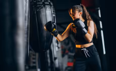 Woman practicing martial arts