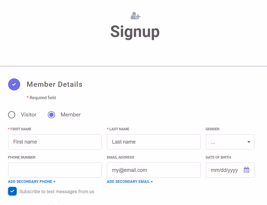 Signup Screen