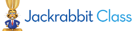 Logo featuring a cartoon jackrabbit wearing a blue suit alongside the text 'Jackrabbit Class'.