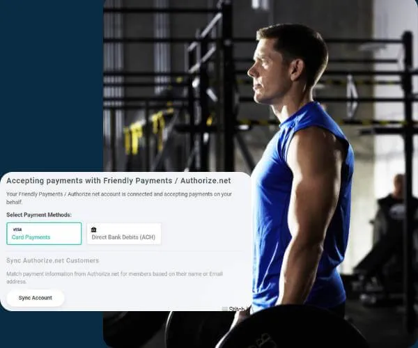 Muscular man in a blue sleeveless shirt lifting weights in a gym.