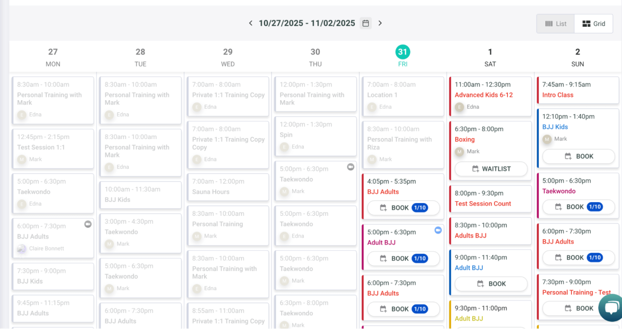 New Gymdesk schedule
