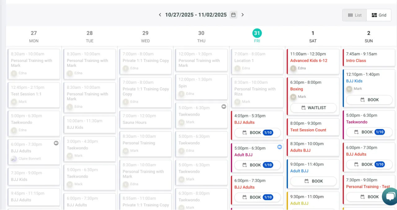 New Gymdesk schedule