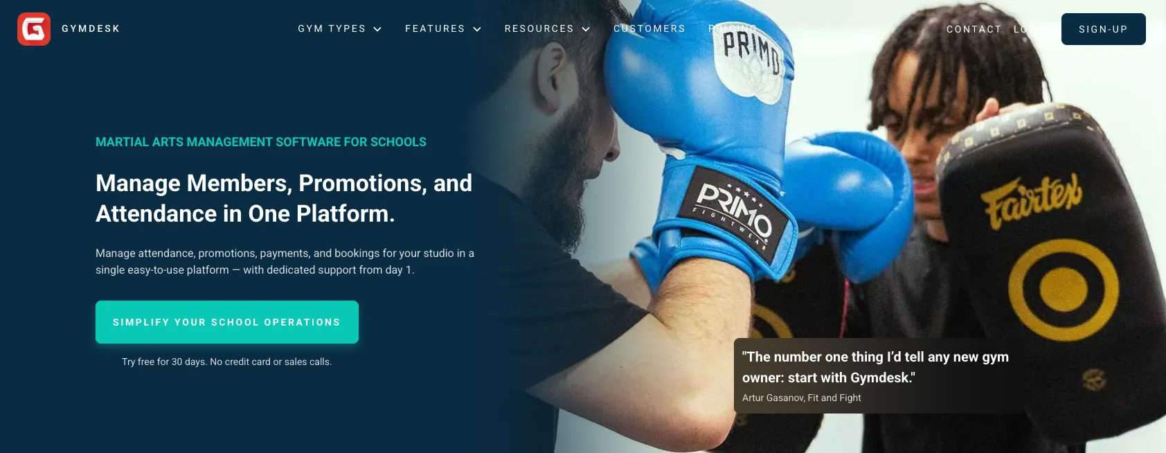 gymdesk homepage