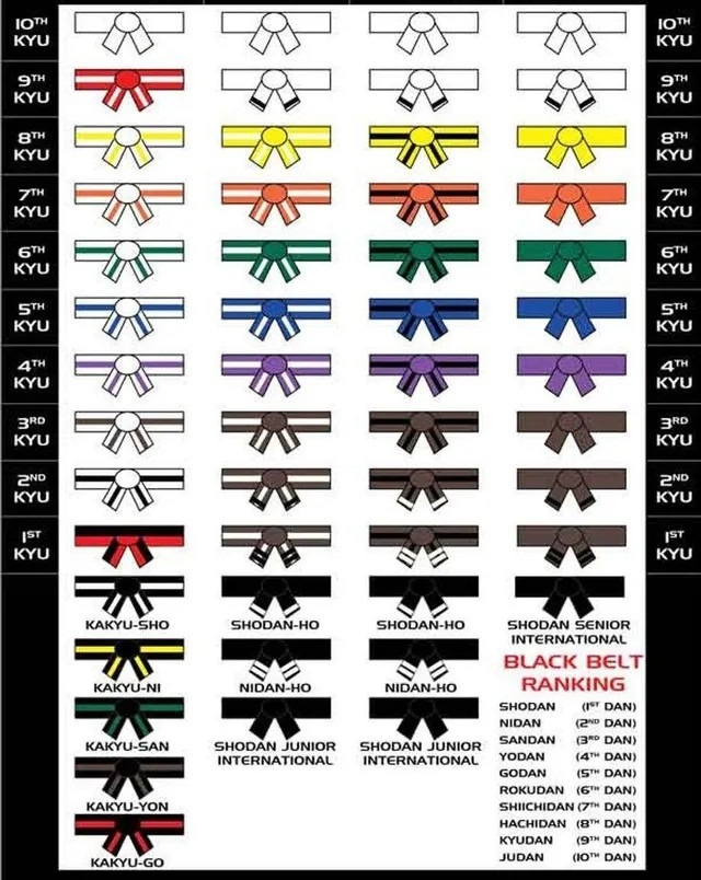 karate belt system colors stripes