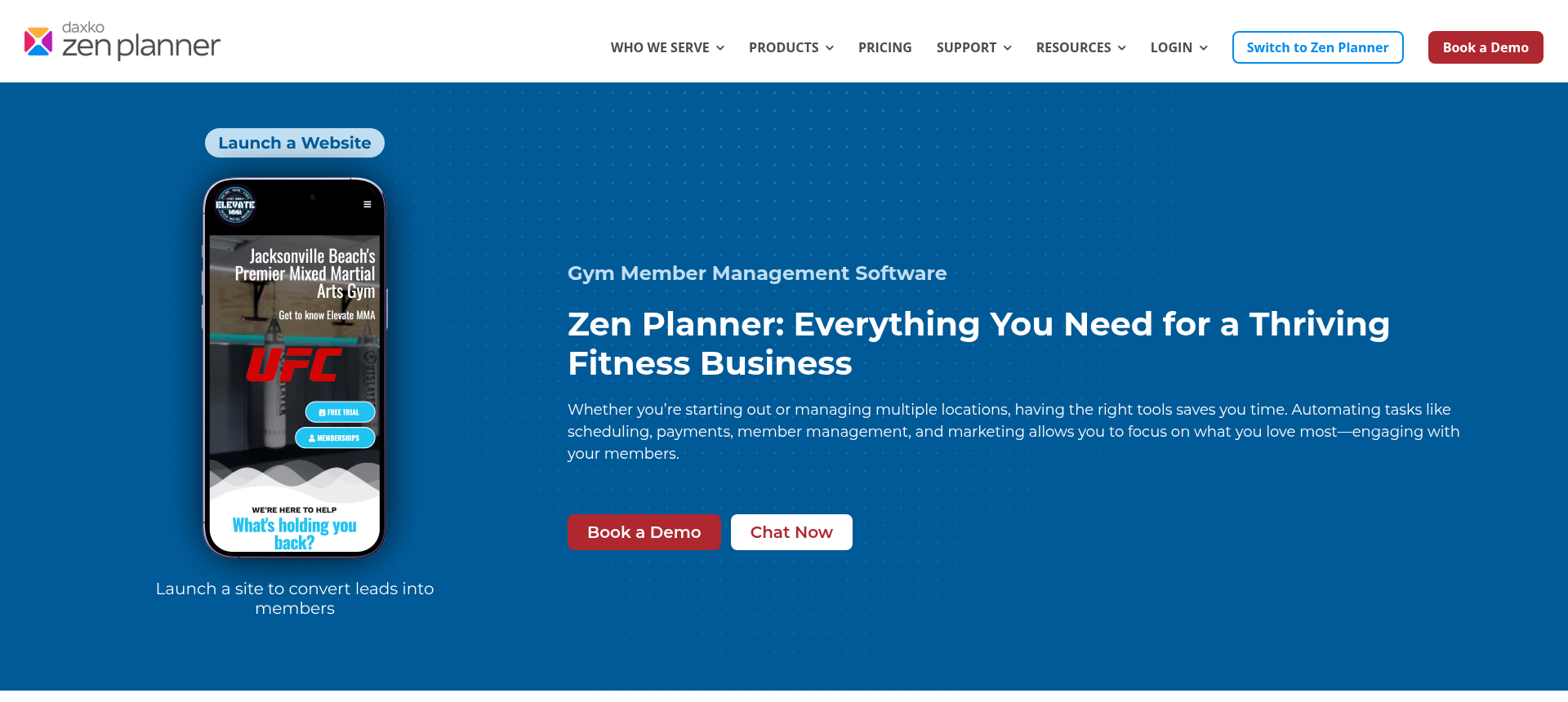 Zen Planner gym and martial arts management software homepage