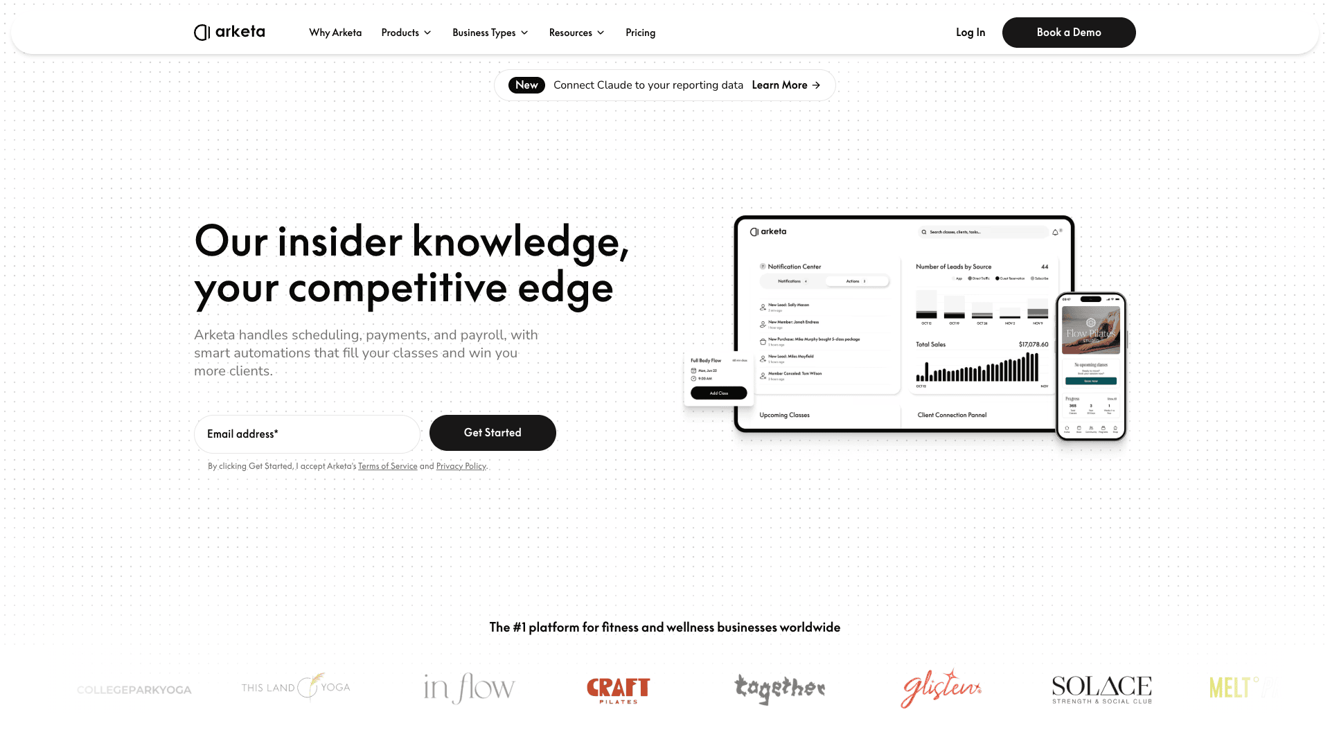 Arketa homepage