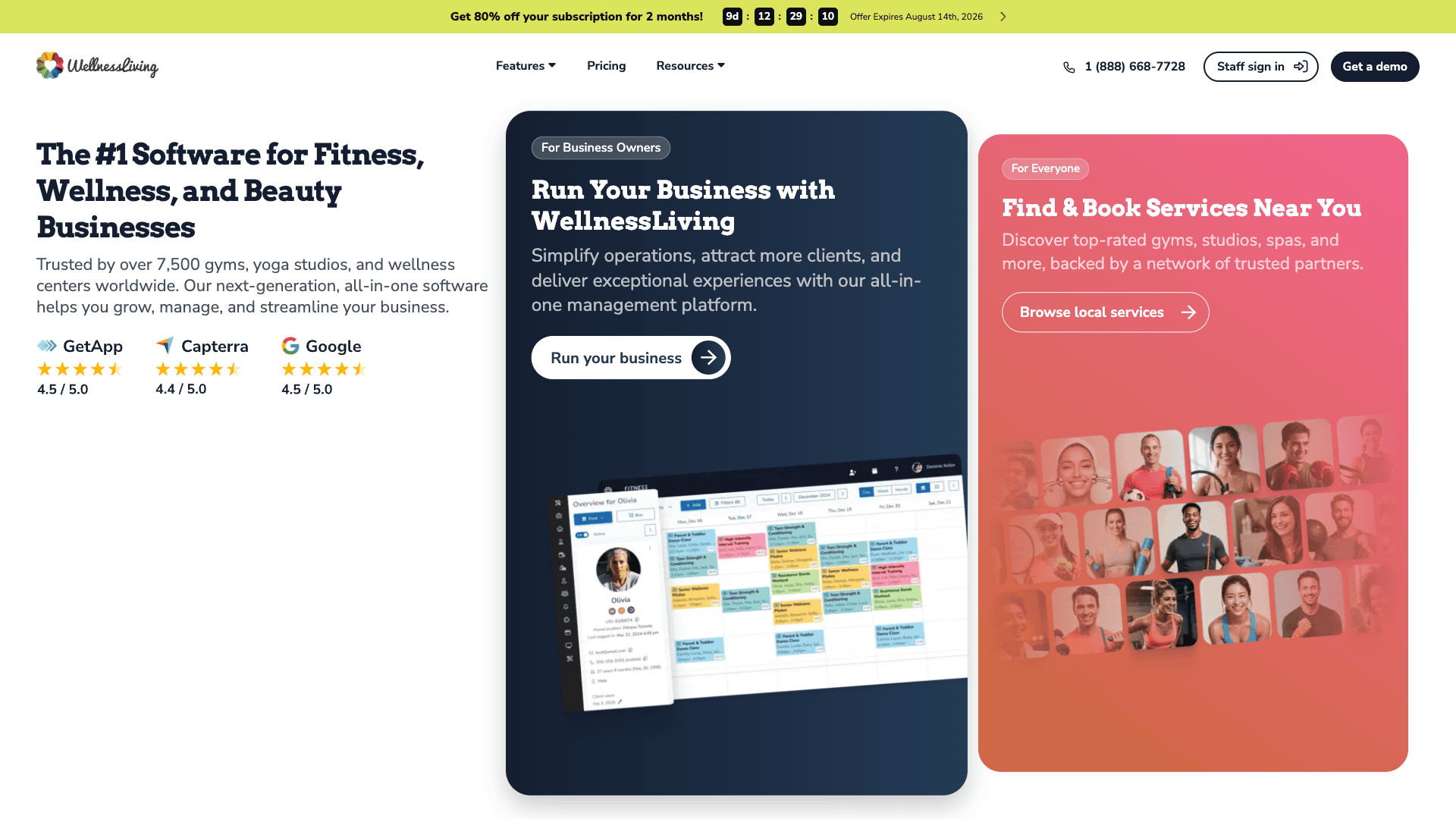 WellnessLiving homepage