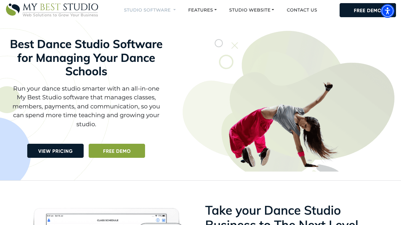My Best Studio dance studio software homepage