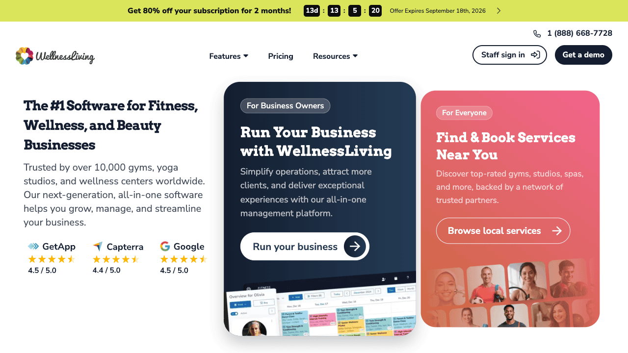 WellnessLiving homepage