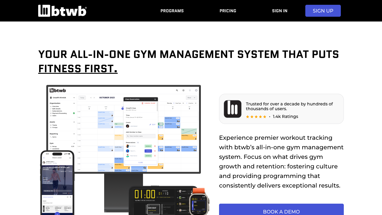 BTWB Beyond the Whiteboard gym management homepage