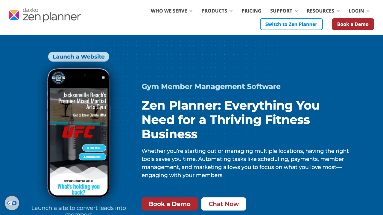 Zen Planner gym management software homepage