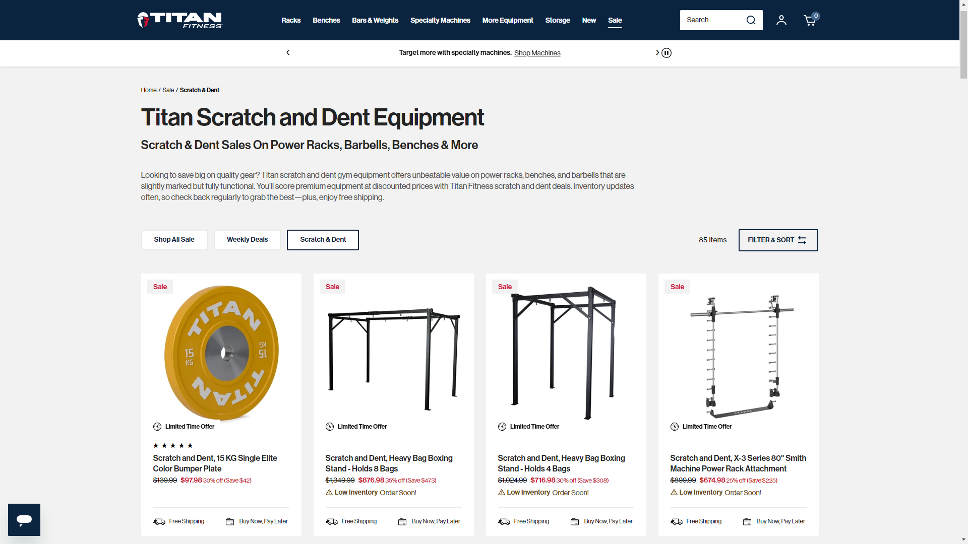 Titan Fitness scratch-and-dent category listing