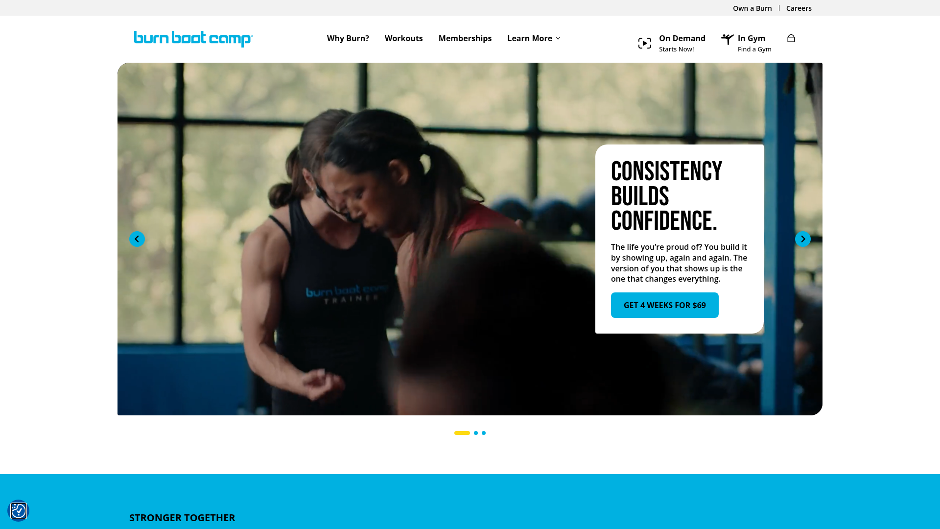 Burn Boot Camp homepage