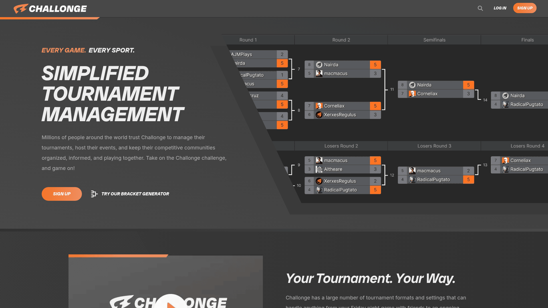 Challonge homepage