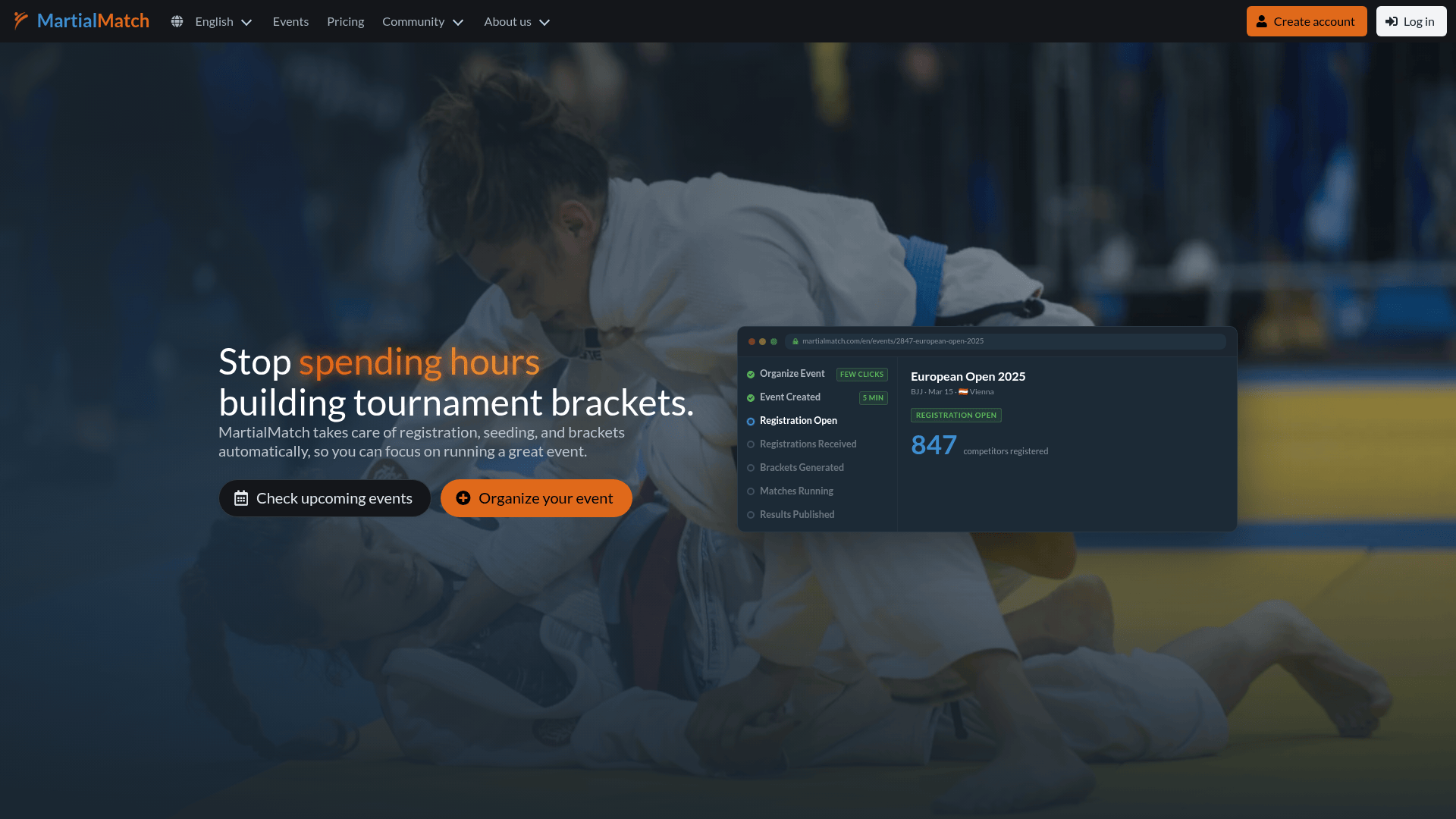 MartialMatch homepage