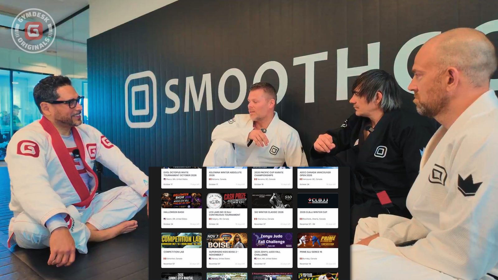 A weekend's worth of event listings on Smoothcomp
