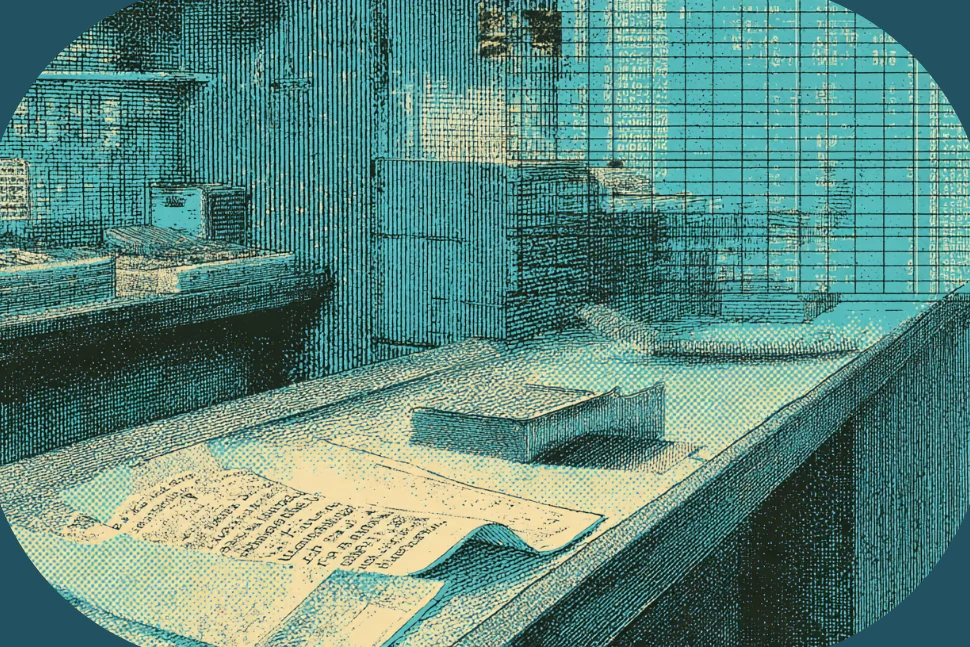 A curling sticky-note class waitlist beside a clean gym class schedule grid on a front desk