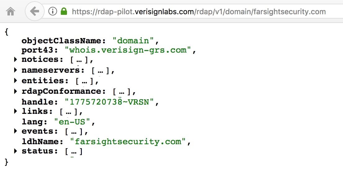 Collapsed RDAP screenshot