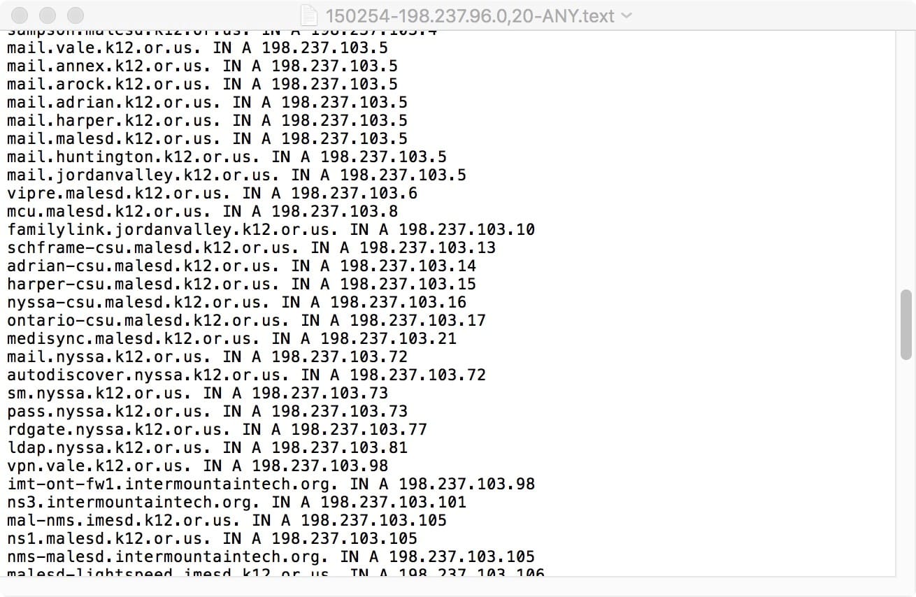 Sample output for one of the prefixes from AS3701